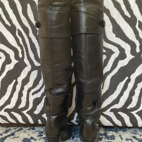 Zara Black Leather Over the Knee High Boots - Picture 5 of 10